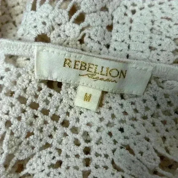 100% cotton, crochet open knit size medium crop top fiber rebellion - Picture 7 of 9